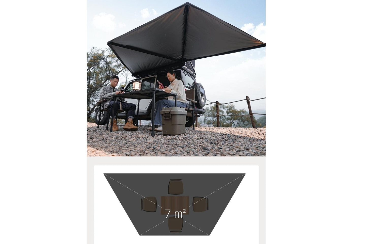 180° Car Awning Left-Side